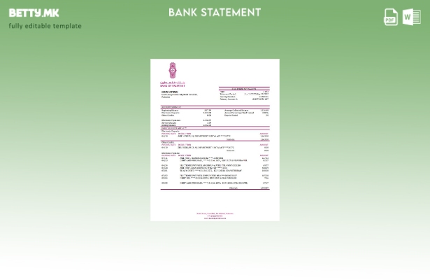 модерен стил Шаблон за збор за извод од банка на Палестина Банка на Палестина